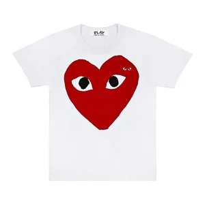 Cdg Play T Playera Large Rojo Corazon And Emblem Look