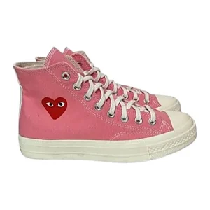 Cdg Play X Converse Chuck High Bright Rosa Look