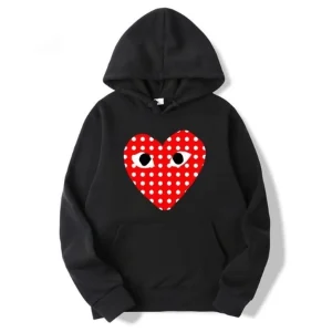 Comme Des Garcons Dotted Red Heart Hoodie White