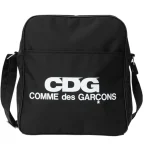 Comme Des Garcons Logo Black Messenger Bag White