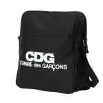 Comme Des Garcons Logo Black Messenger Bag White