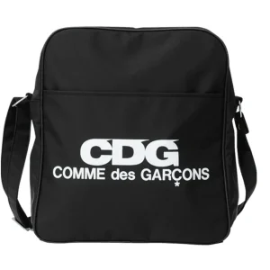 Comme Des Garcons Logo Black Messenger Bag White