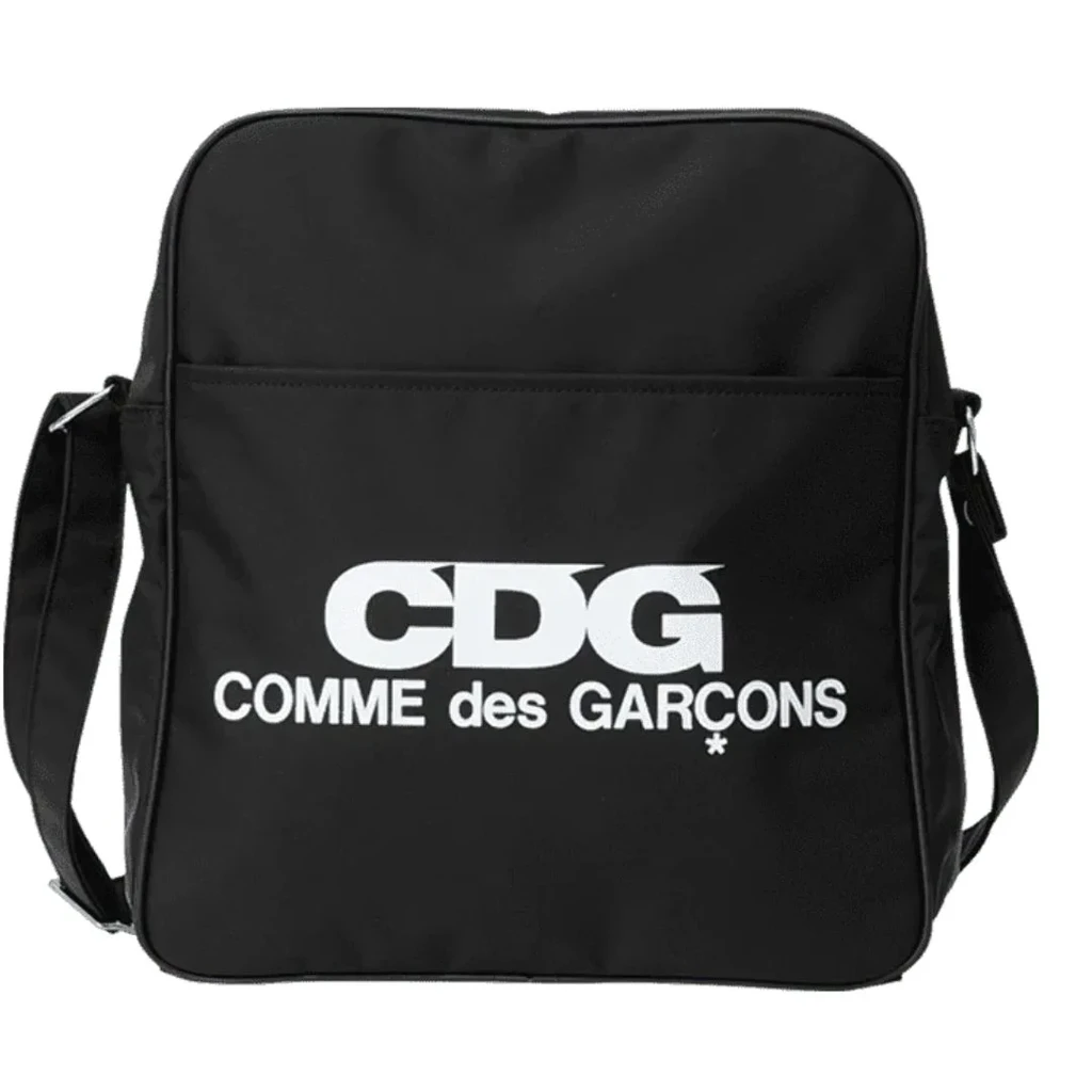 Comme Des Garcons Logo Black Messenger Bag White