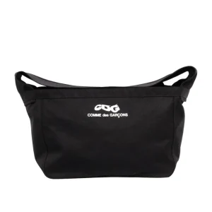 Comme Des Garcons Logo Black Tote Bag White