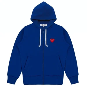 Comme Des Garcons PLAY Heart Zip Hoodie Red Navy