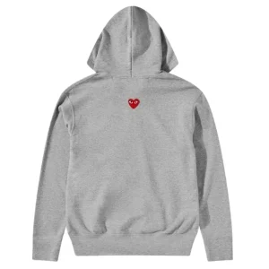 Comme Des Garcons Play Heart Zip Hoodie Red Grey
